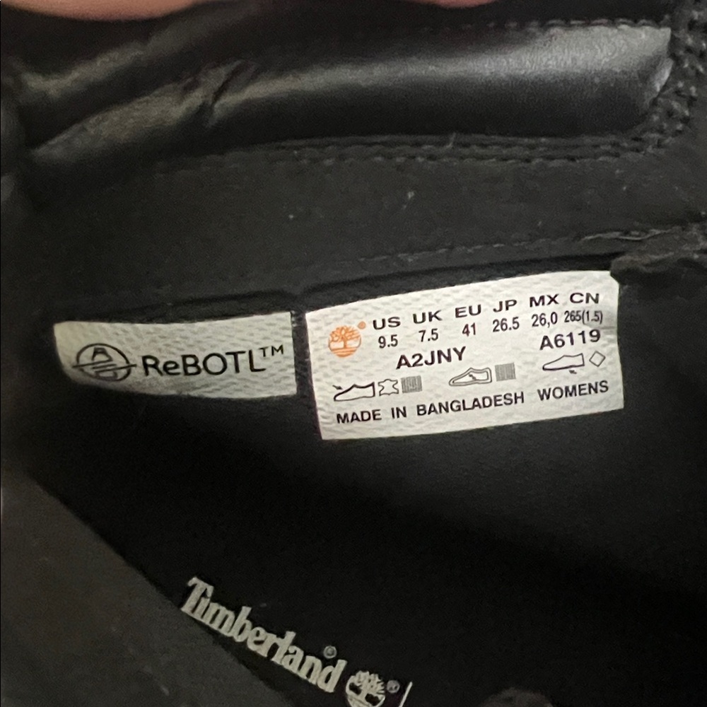 Timberland Ray City Black Combat Boots Lug Sole Leather Women’s 9.5 A2JNY - Picture 7 of 14